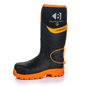 Buckbootz BBZ8000BKOR Buckbootz Safety Wellington, Black / Hi-Vis Orange