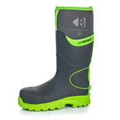 Buckbootz BBZ8000GYGR Buckbootz Safety Wellington, Grey / Hi-Viz Green